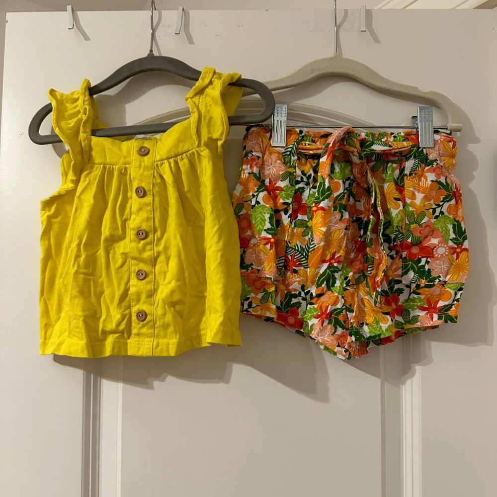 Rare Too 3T Yellow Top and Floral Shorts